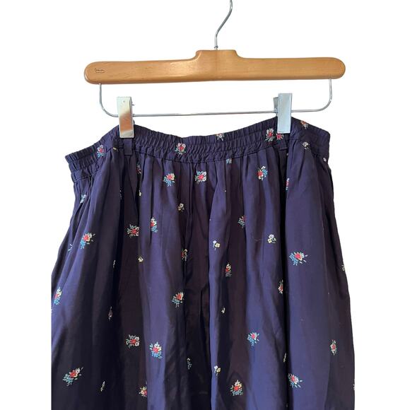 Vintage 90s ESPRIT Blue Floral rayon midi skirt - Picture 2 of 7